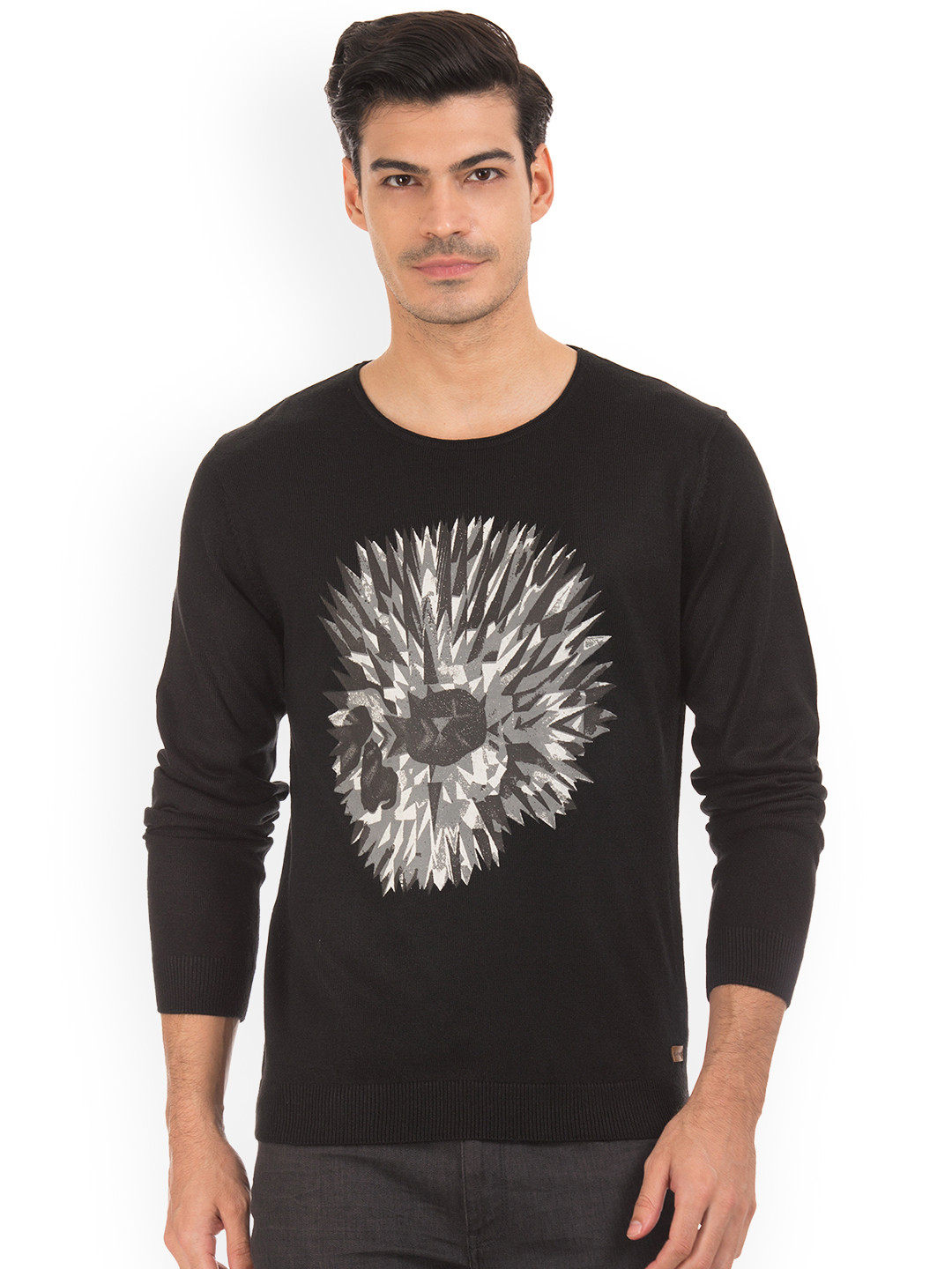 Buy Ed Hardy Men Black Printed Sweater 
