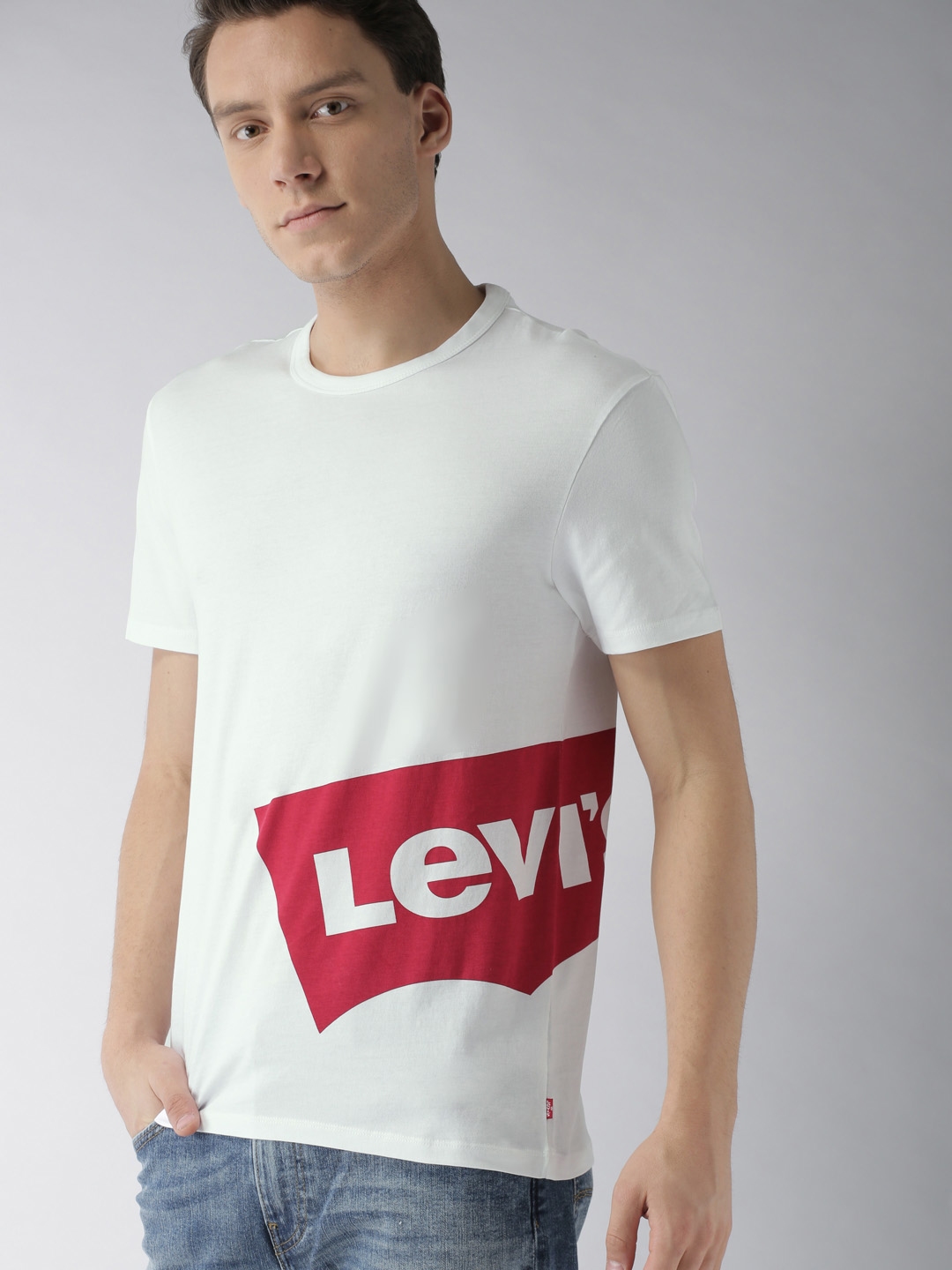 Buy Levis Men White Printed Round Neck Pure Cotton T shirt Tshirts for Men 8197735 Myntra