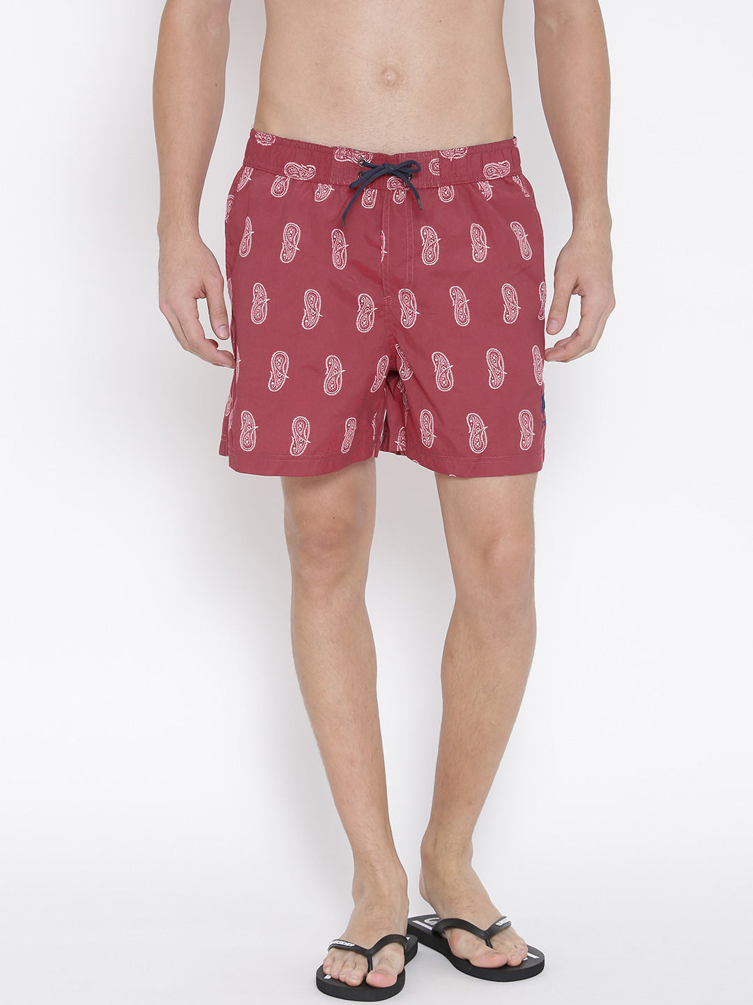 Buy Polo Maroon Printed Board Shorts Shorts for Men