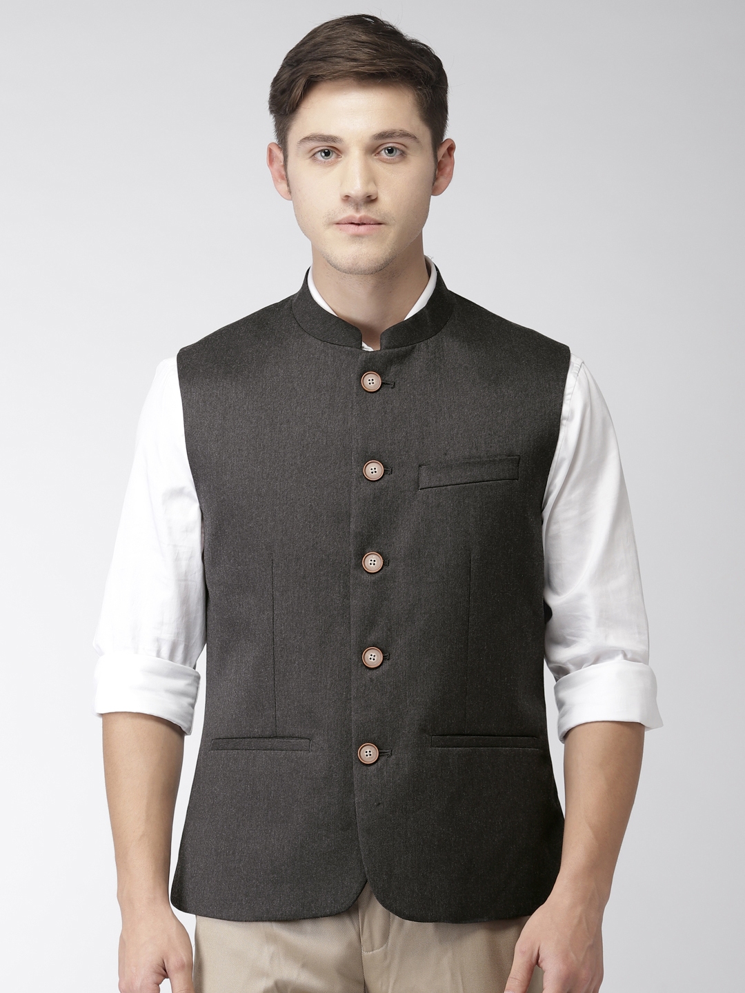 Buy Arrow Men Charcoal Grey Zero Calorie Fit Solid Nehru Jacket - Nehru  Jackets for Men 8213283