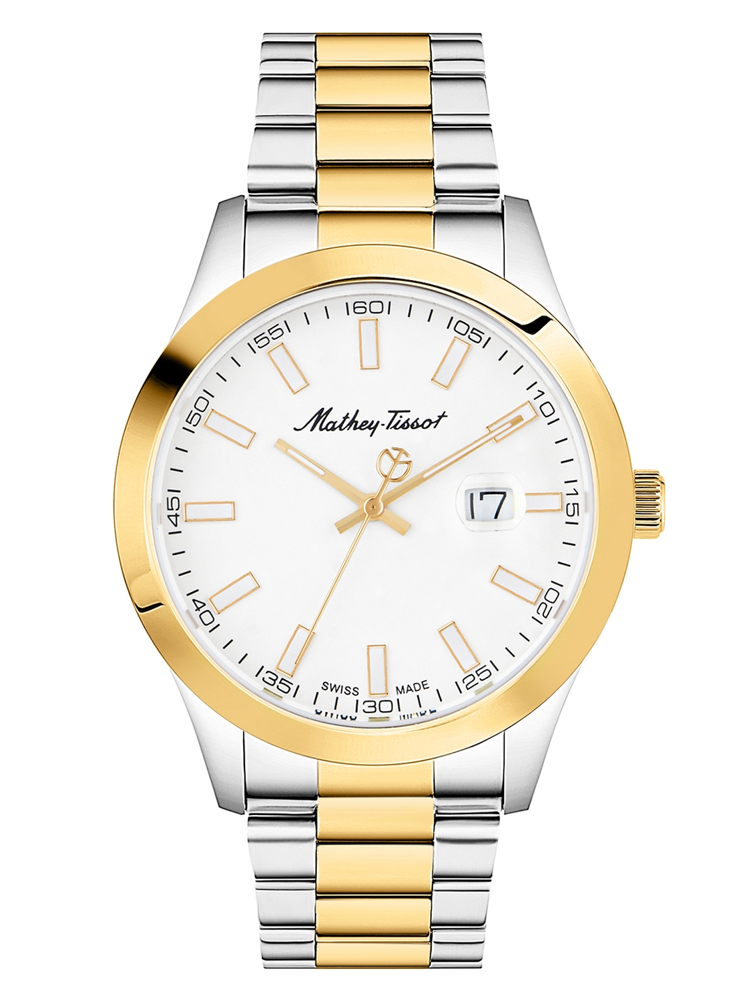 Buy Mathey Tissot Men White Brass Dial Gold Toned Stainless