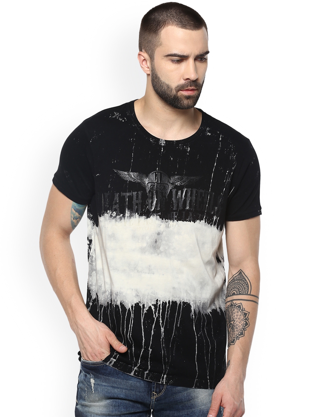 spykar black t shirt