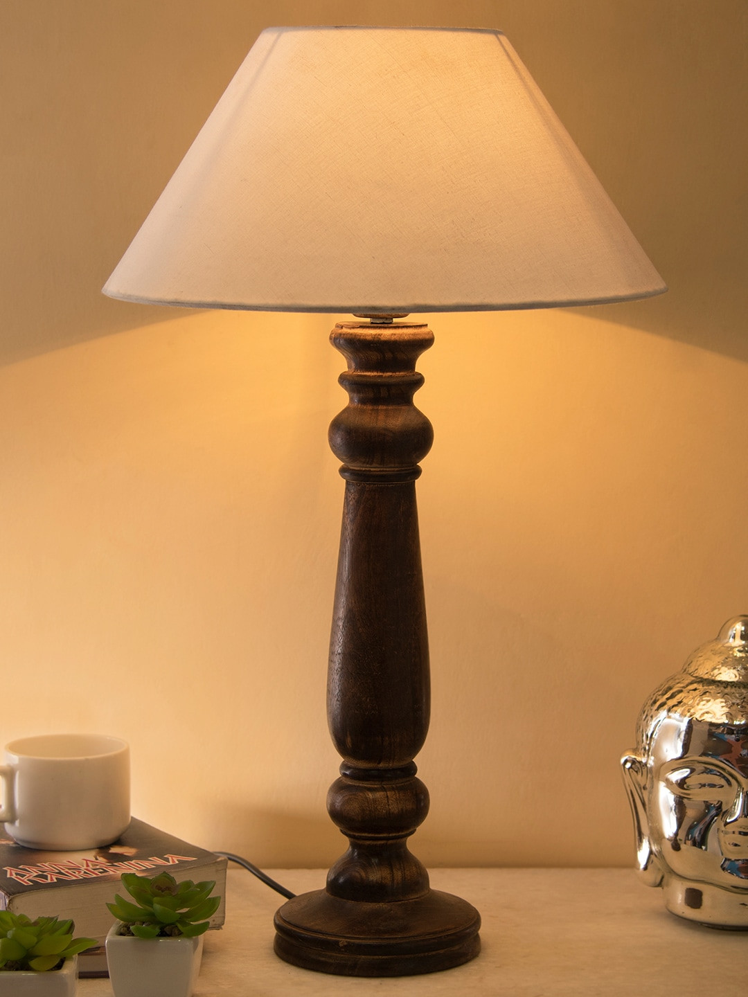 Homesake Black Solid Handcrafted Table Bedside Standard Table Lamp