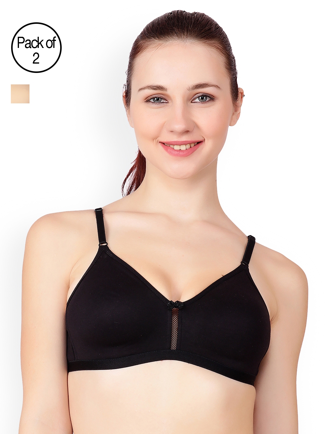 Buy Floret Double Layered Non Wired Full Coverage Super Support Bra -  Marigold Skin at Rs.898 online