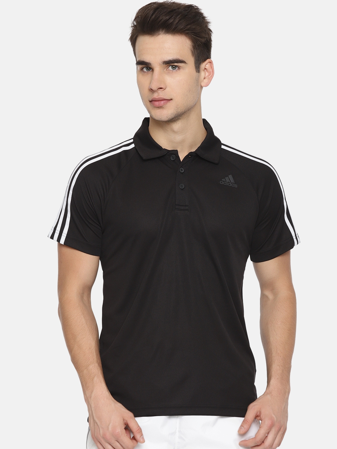 ADIDAS Men Black Solid D2M 3S Polo Collar T-shirt | ubicaciondepersonas ...