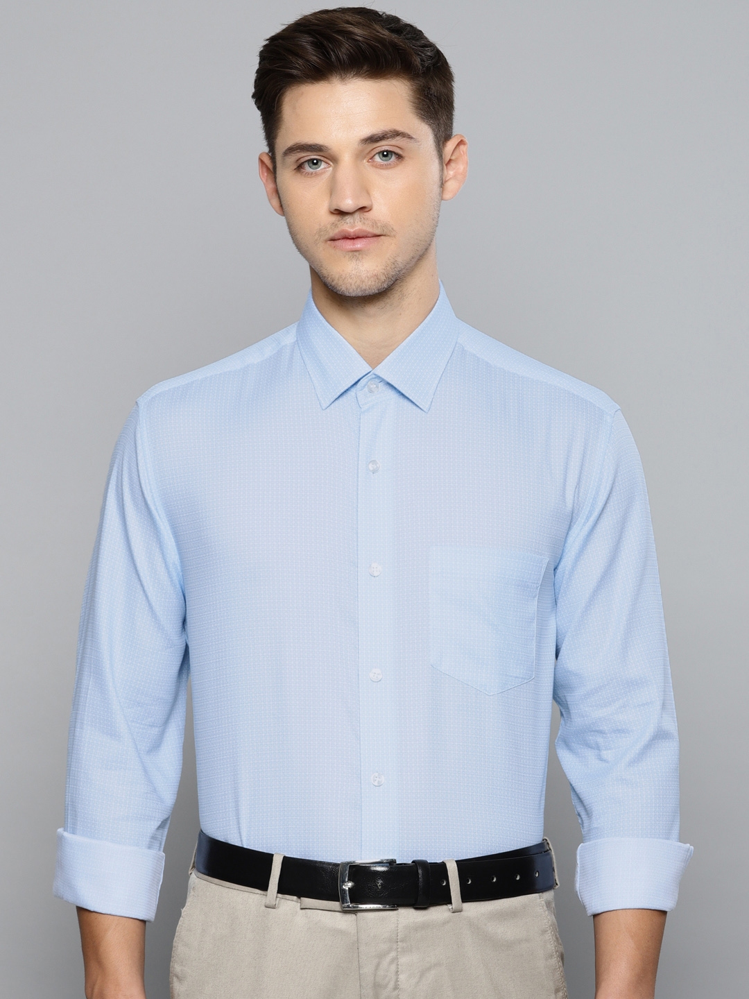 Buy Louis Philippe Men Blue Slim Fit Printed Formal Shirt on Myntra