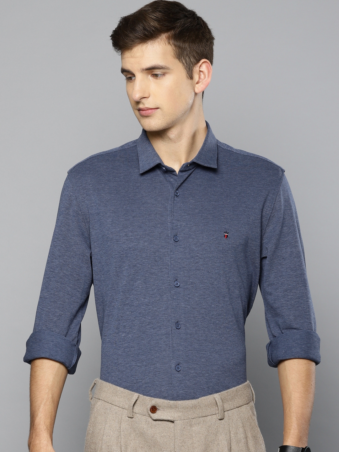 Louis Philippe Sport Men Blue Super Slim Fit Solid Casual Shirt