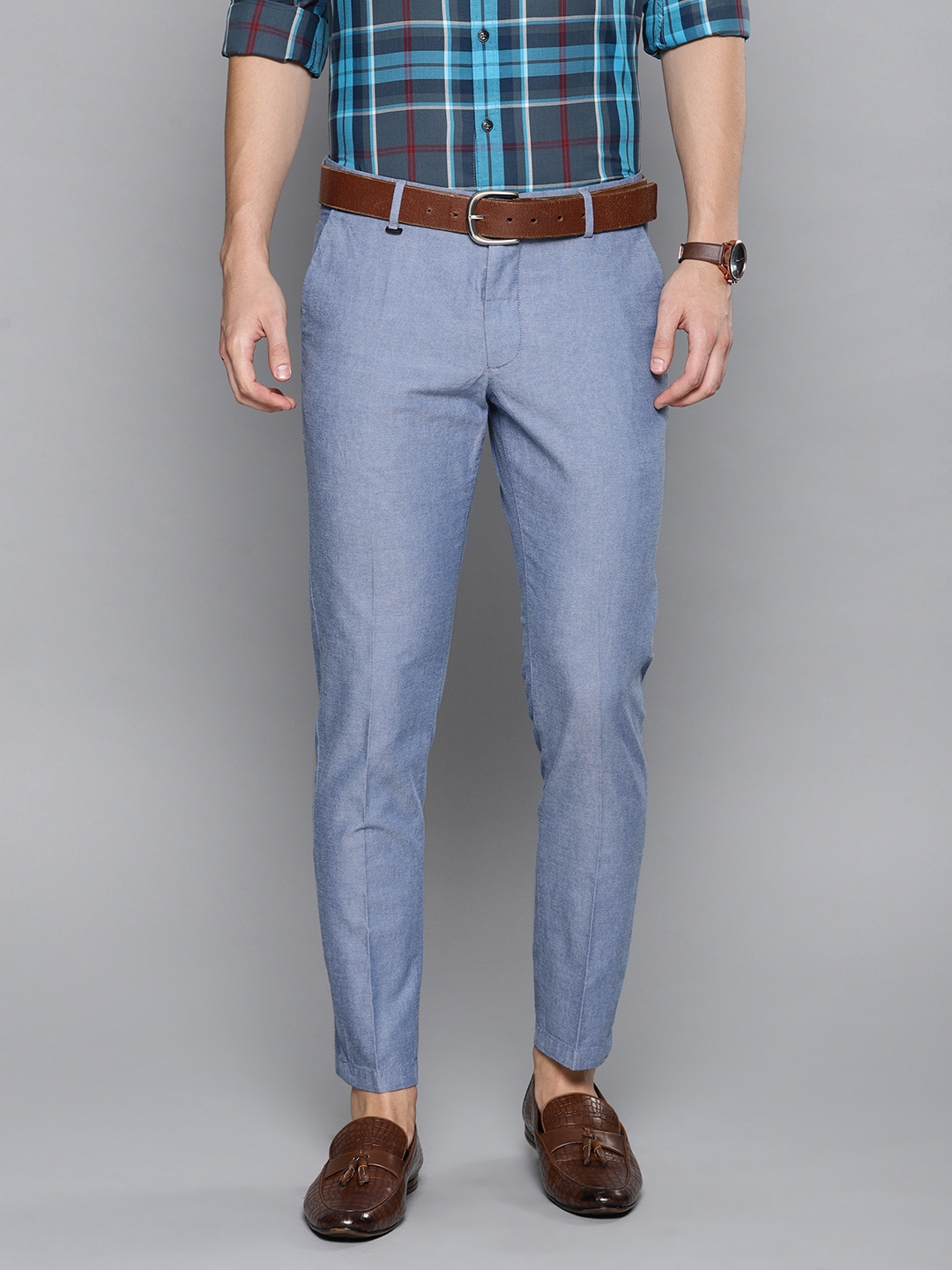 Buy Louis Philippe Sport Men's Comfy Tapered Casual Trousers  (LYTF318S004950_Blue_36) at
