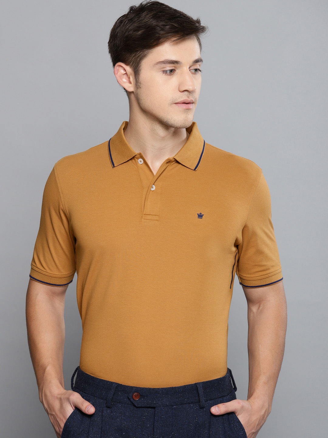 Louis Philippe Men Yellow Solid Polo T-Shirt: Buy Louis Philippe