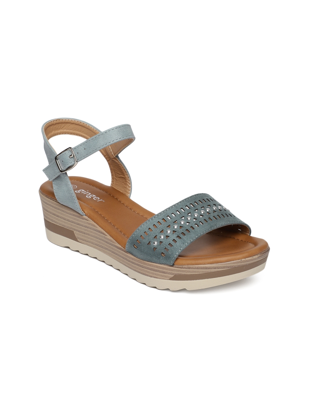 blue embellished sandals