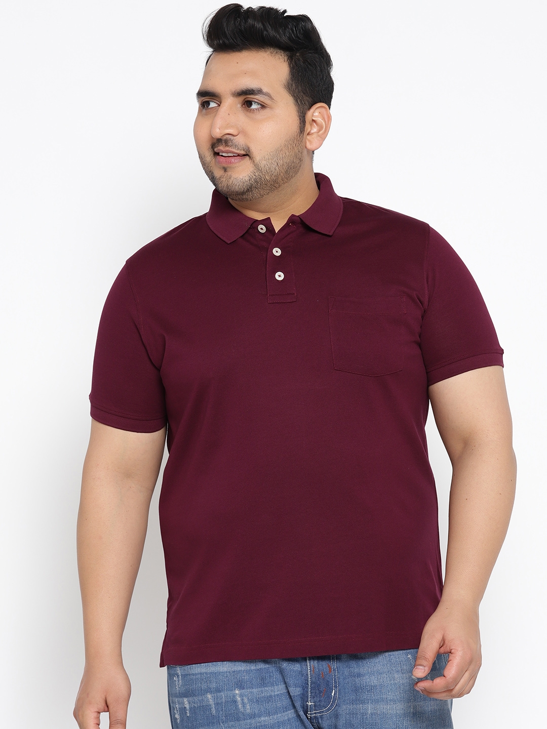 Buy ALL Plus Men Wine Coloured Solid Polo Collar T Shirt - Tshirts for Men 8314569 | Myntra