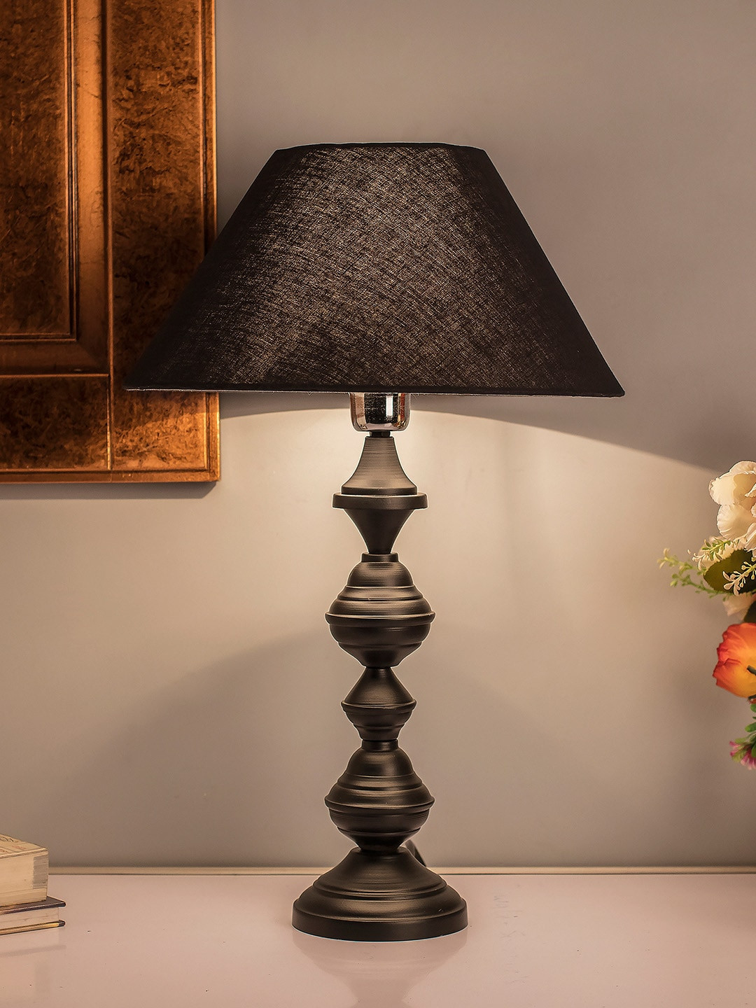 Homesake Black & Navy Blue Textured Nordic Waterdrop Handcrafted Table Lamp with Shade