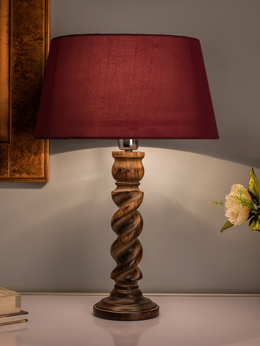 Homesake Red Solid Handcrafted Bedside Standard Lamp Shade