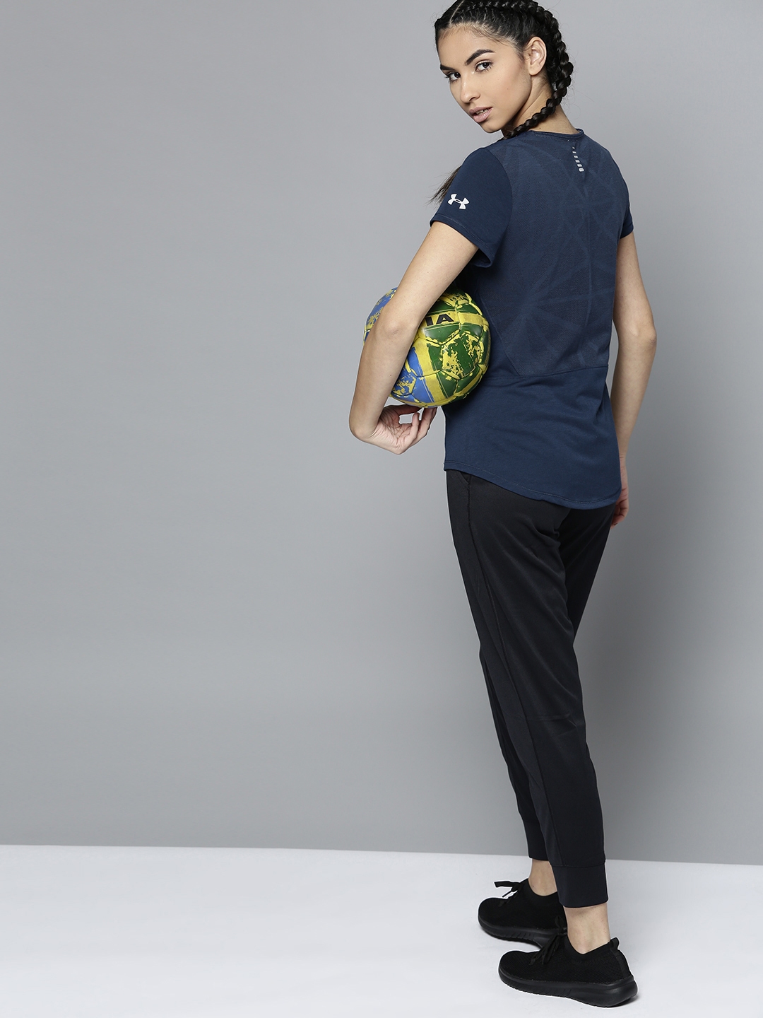 Buy UNDER ARMOUR Women Navy Blue Swyft Solid Running T Shirt
