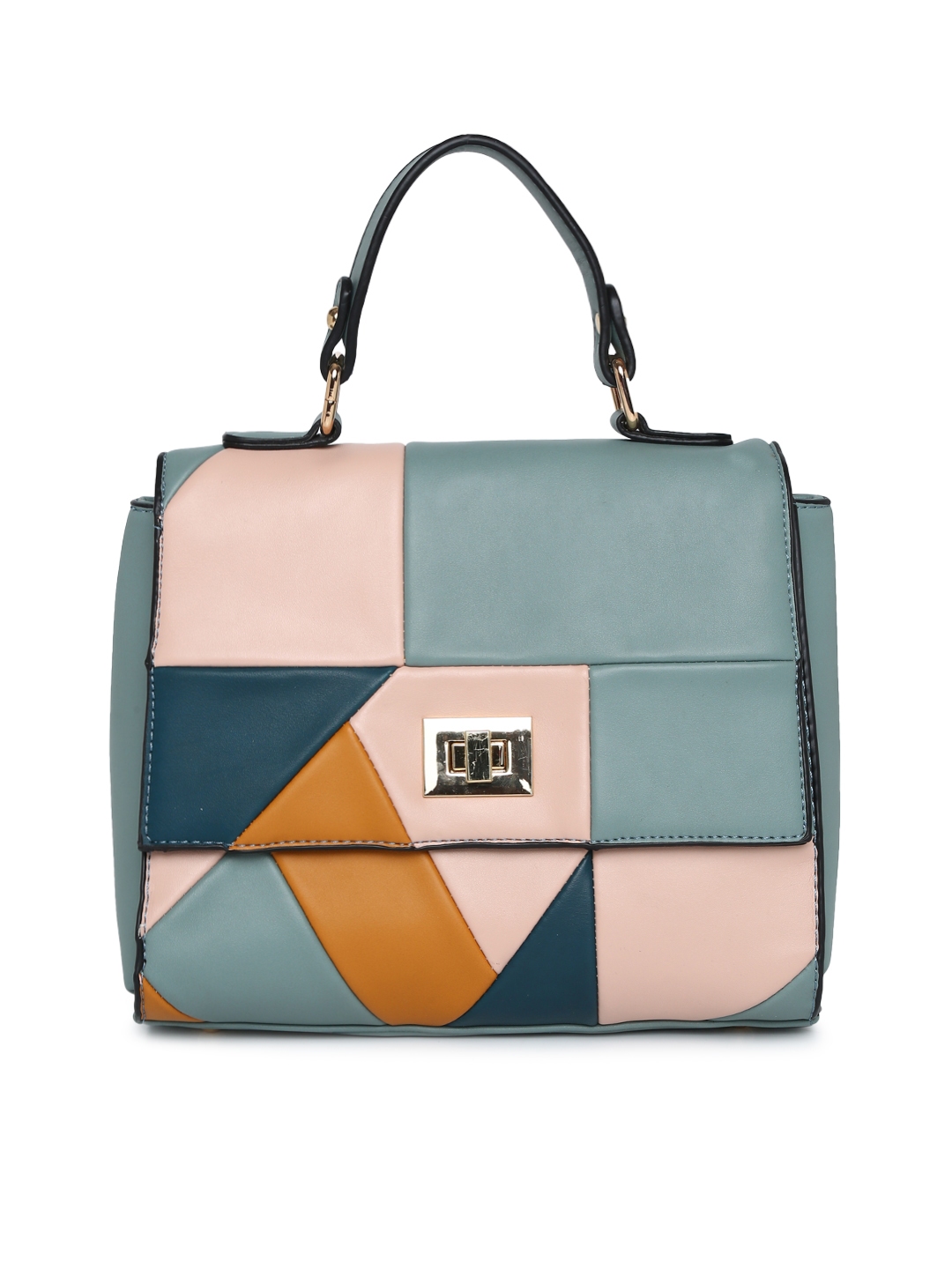 Women Green Colourblocked Satchel Bag