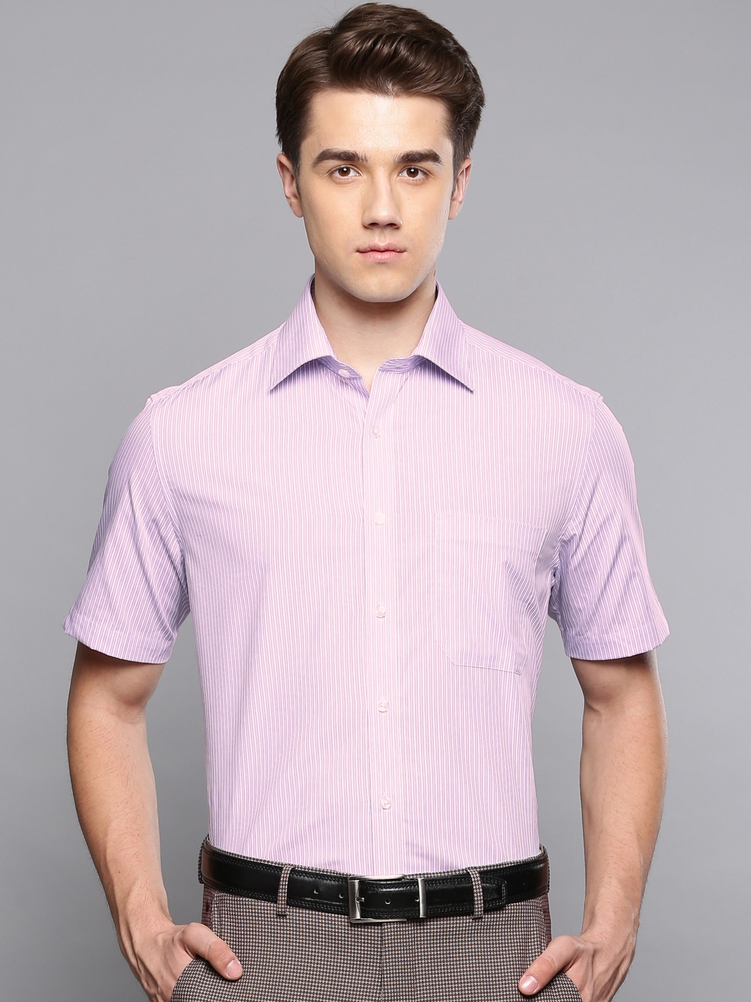 Buy Louis Philippe Men White & Purple Wrinkle Free Striped Formal Shirt on  Myntra