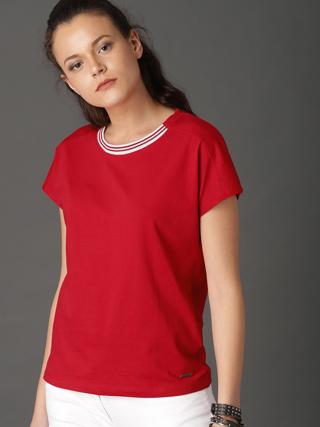 Roadster Red Top With Contrast Rib