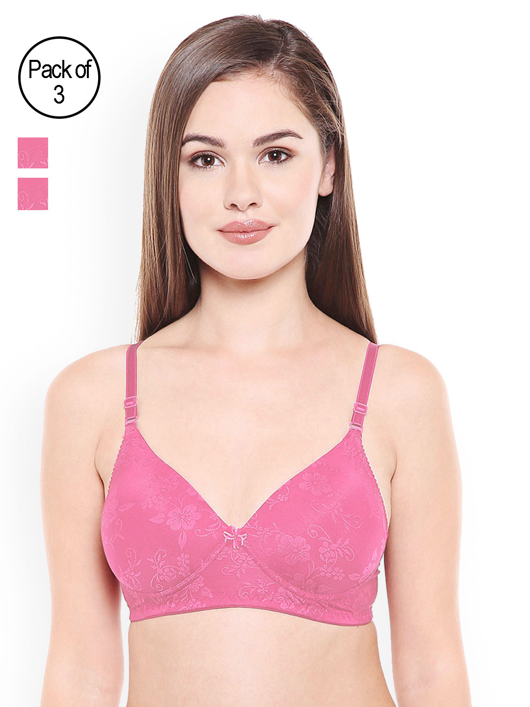Bodycare Pack Of 3 Self Design Non-Wired Lightly Padded T-shirt Bras E6565LPI
