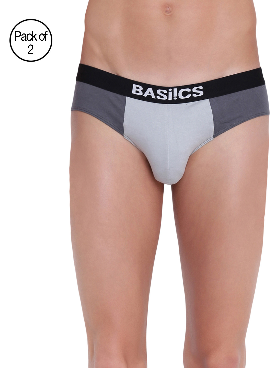 Urbane Lad Brief Basiics by La Intimo (Pack of 2) Grey Solid Briefs