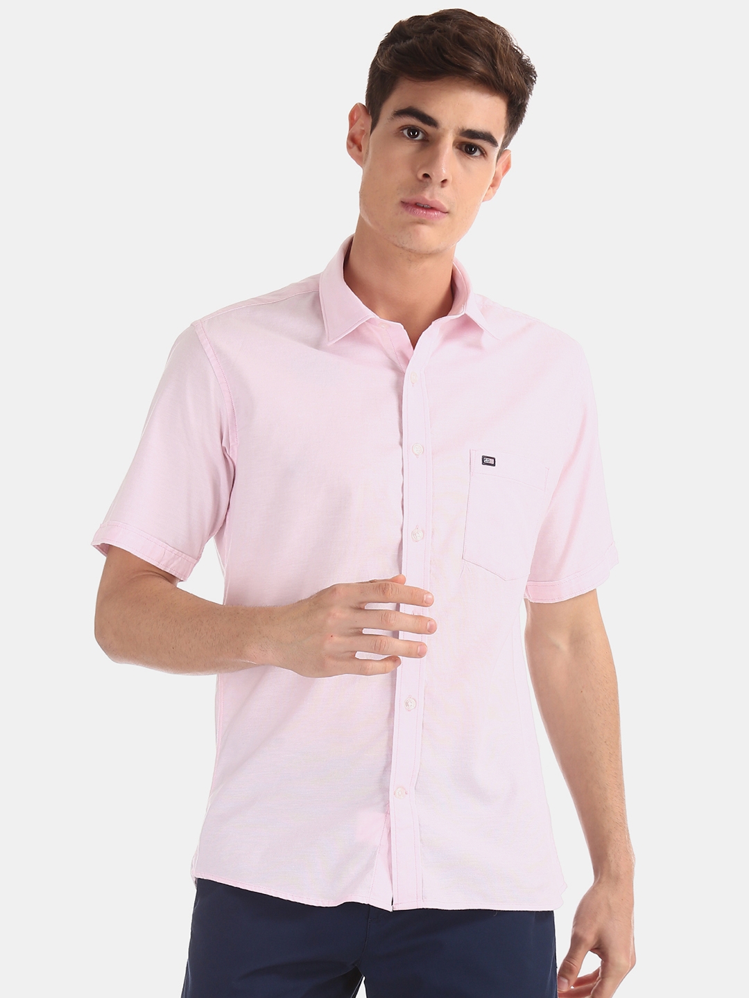 Arrow Sport Men Pink Regular Fit Solid Casual Shirt