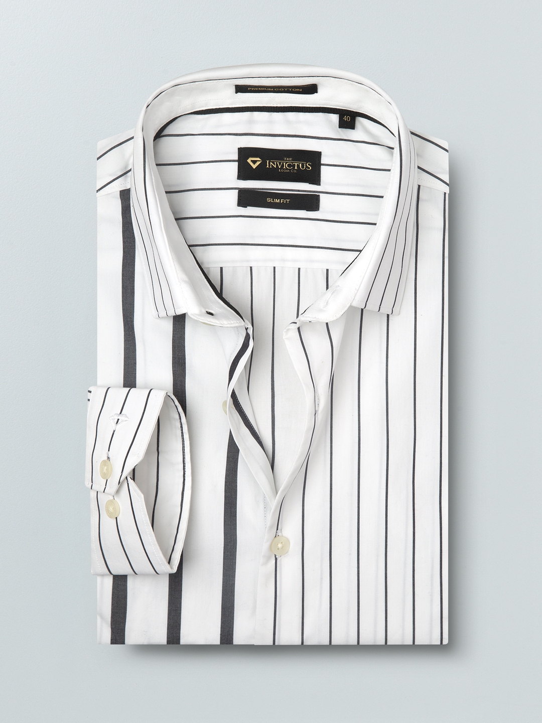 Buy INVICTUS Men Black & White Slim Fit Striped Smart Casual Shirt - Shirts  for Men 8352555