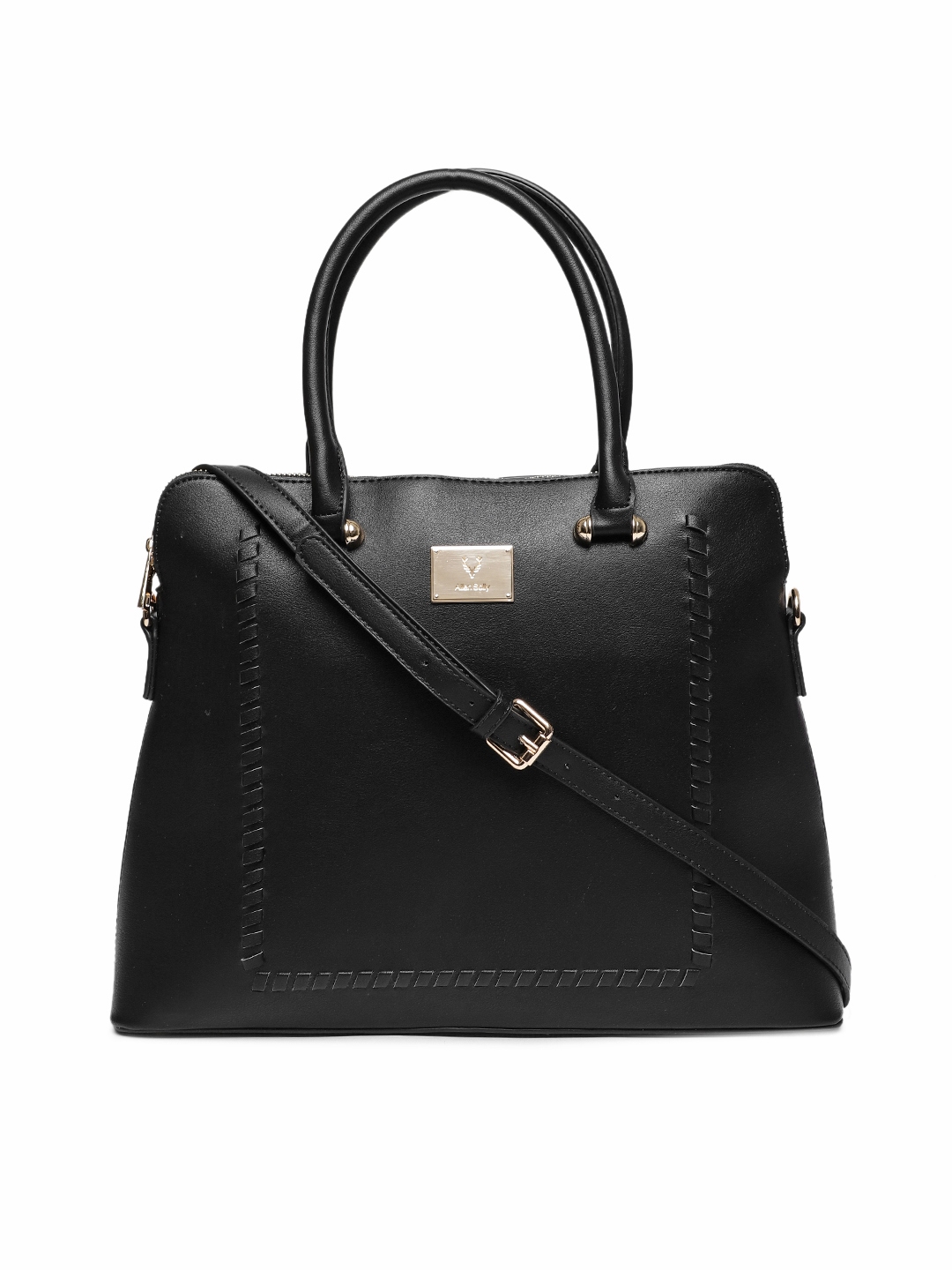 allen solly black solid handheld bag