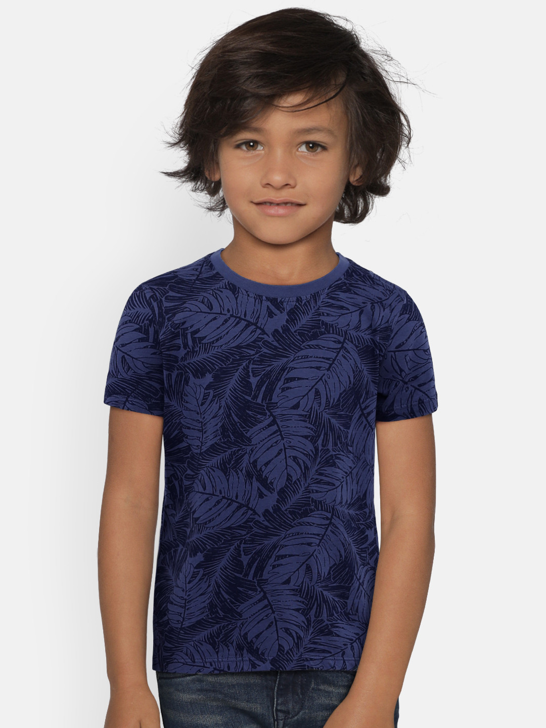 Pepe Jeans Boys Blue Printed Round Neck T-shirt