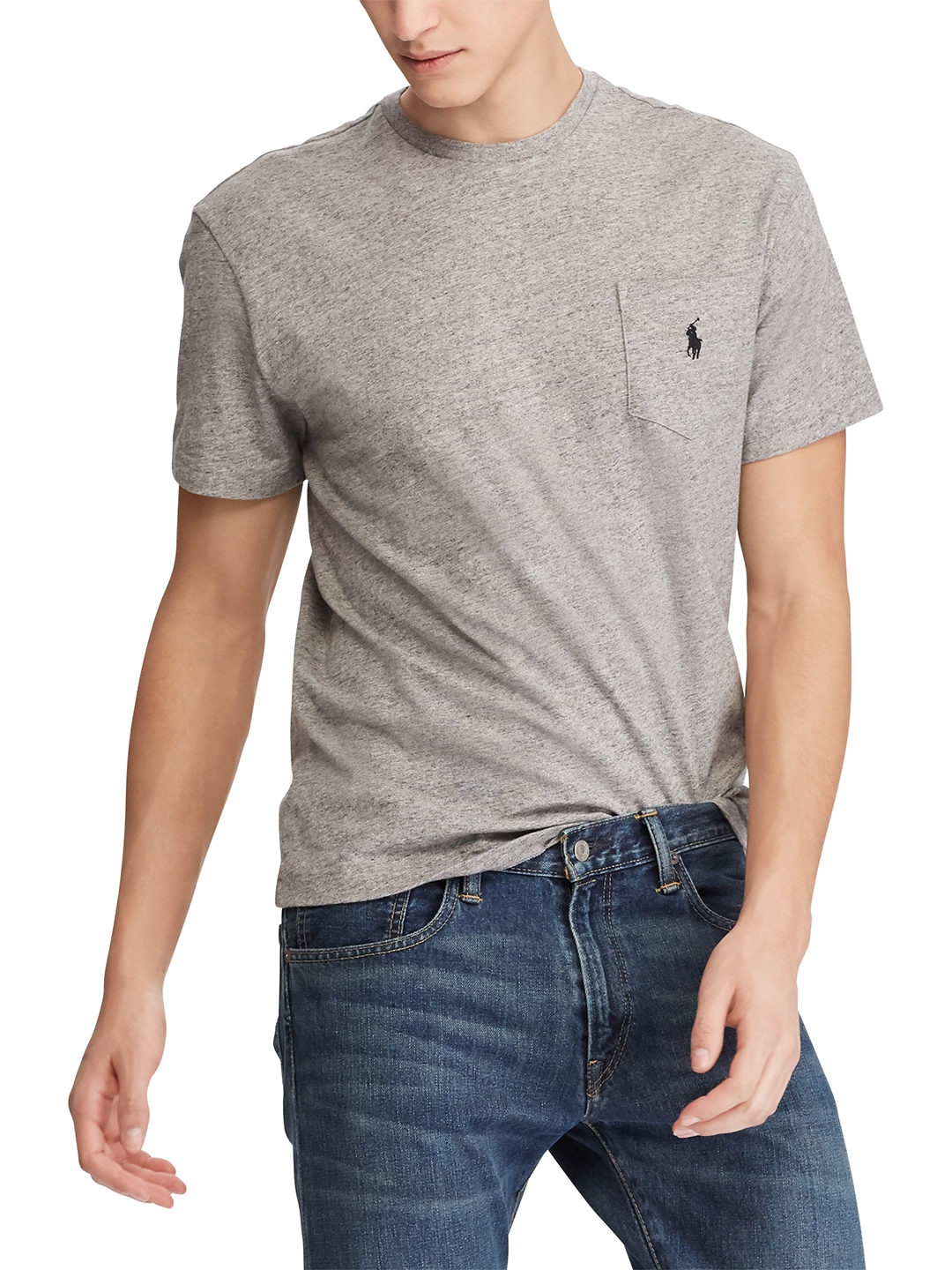 Buy Polo Ralph Lauren Men Grey Melange Solid Round Neck T Shirt - Tshirts  for Men 8384199 | Myntra
