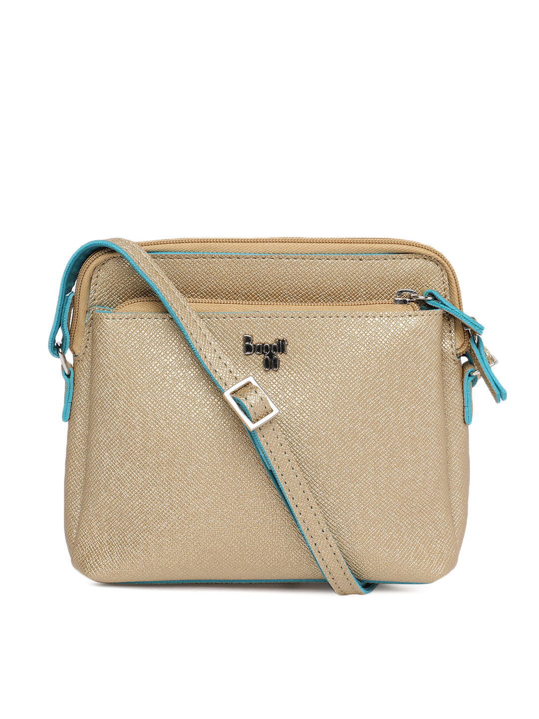 Buy Baggit Gold Toned Solid Sling Bag 
