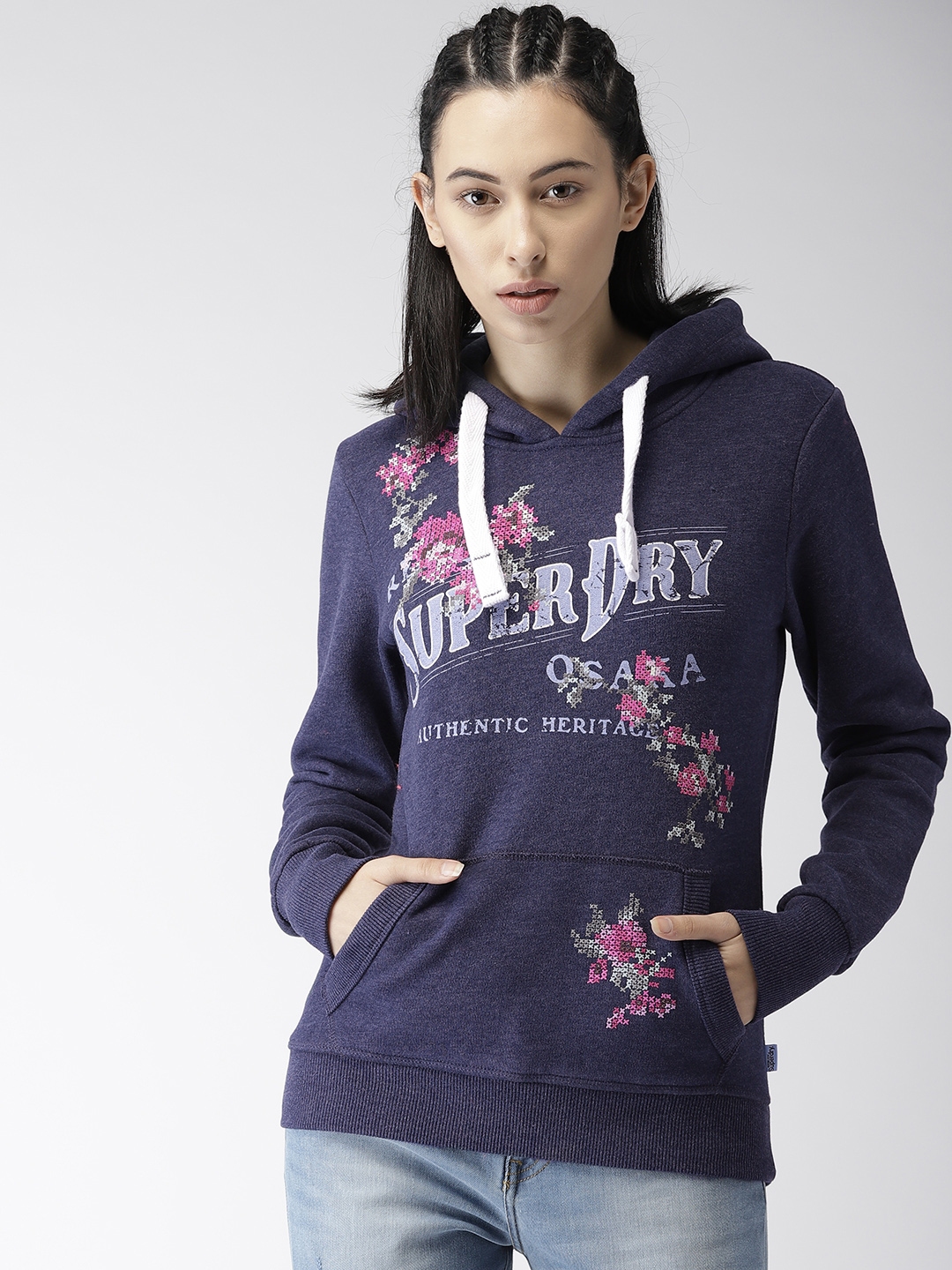 superdry blue hoodie womens