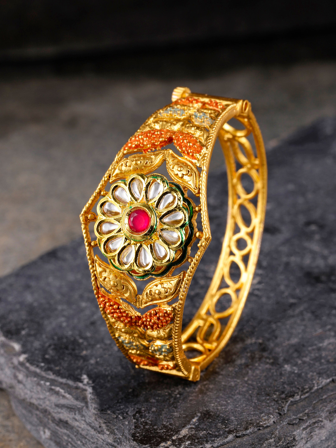 Sukkhi Gold-Plated & Red Kada Bracelet