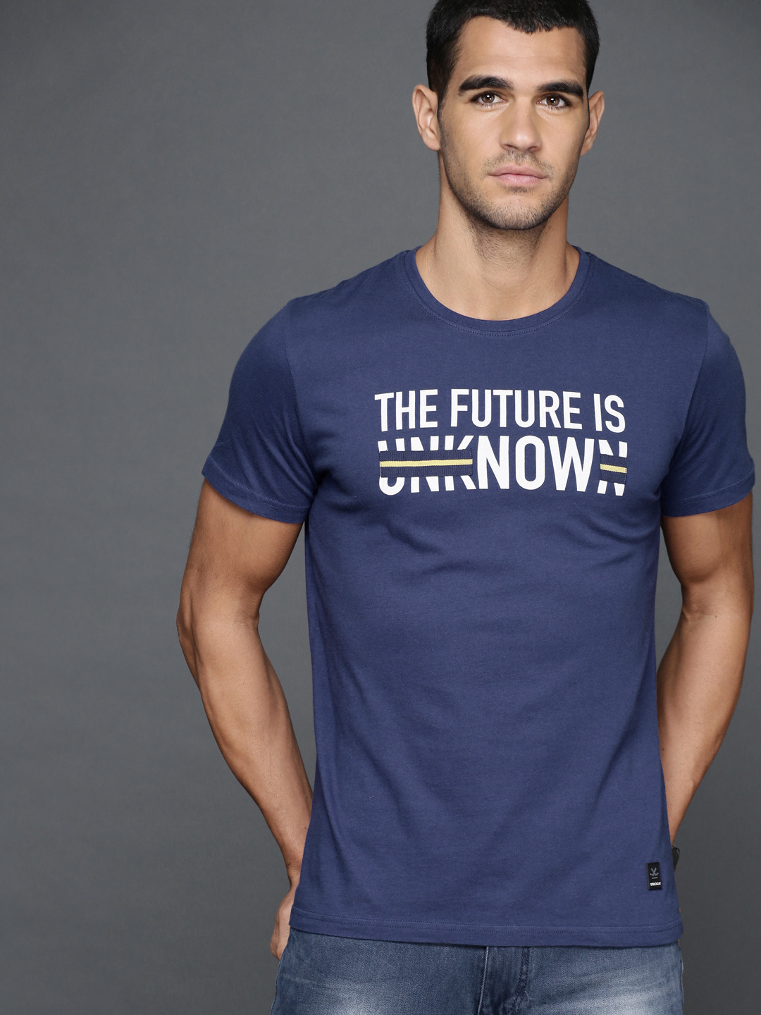 Buy WROGN Men Blue Printed T Shirt 