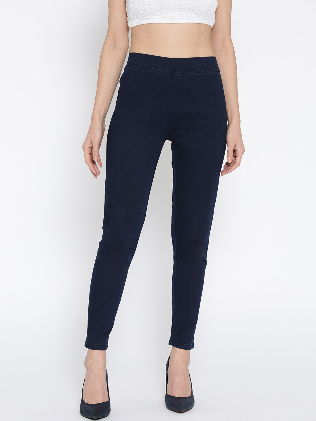 Buy AURELIA Women Navy Blue Solid 