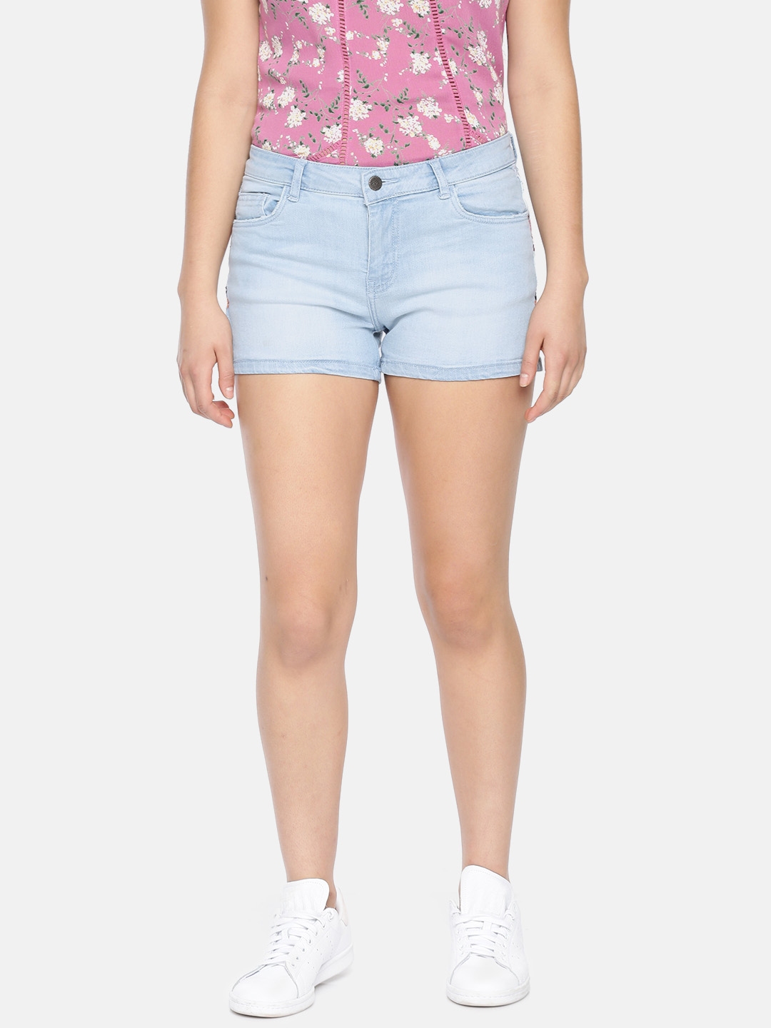Buy Bossini Women Blue Washed Regular Fit Denim Shorts Shorts for Women 8441775 Myntra