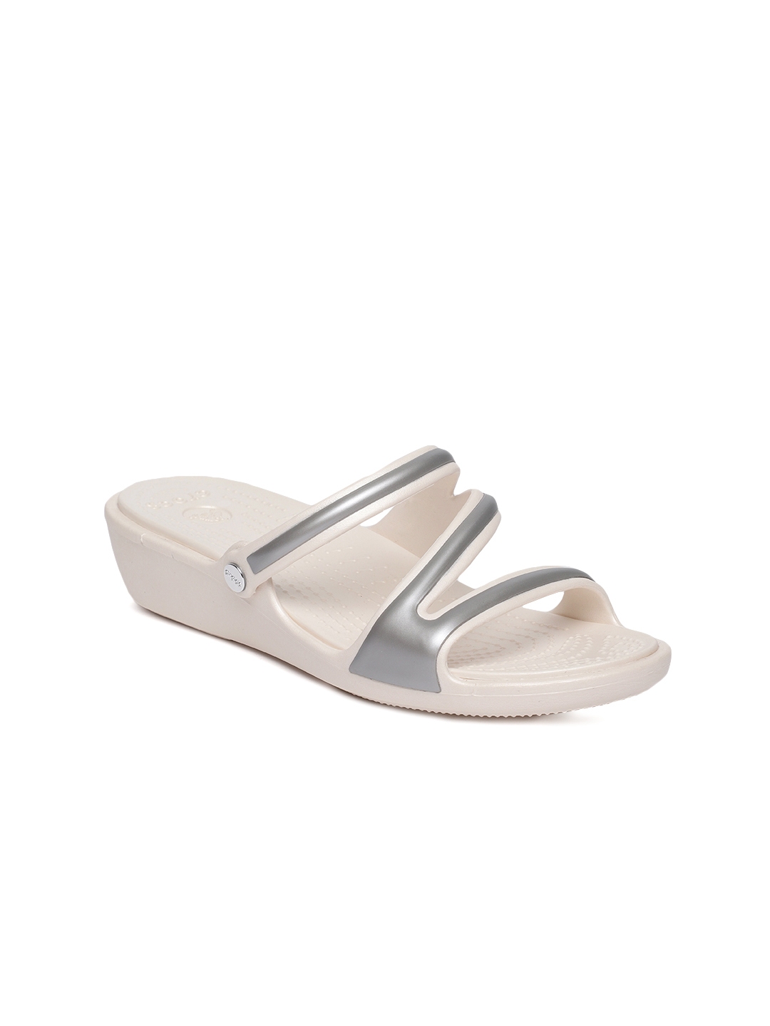 Crocs Women White Solid Sandals - Heels 