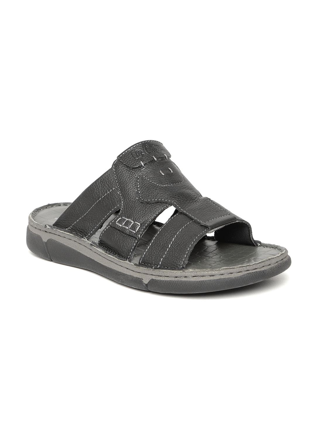 Lee Cooper Men Black Leather Comfort Sandals