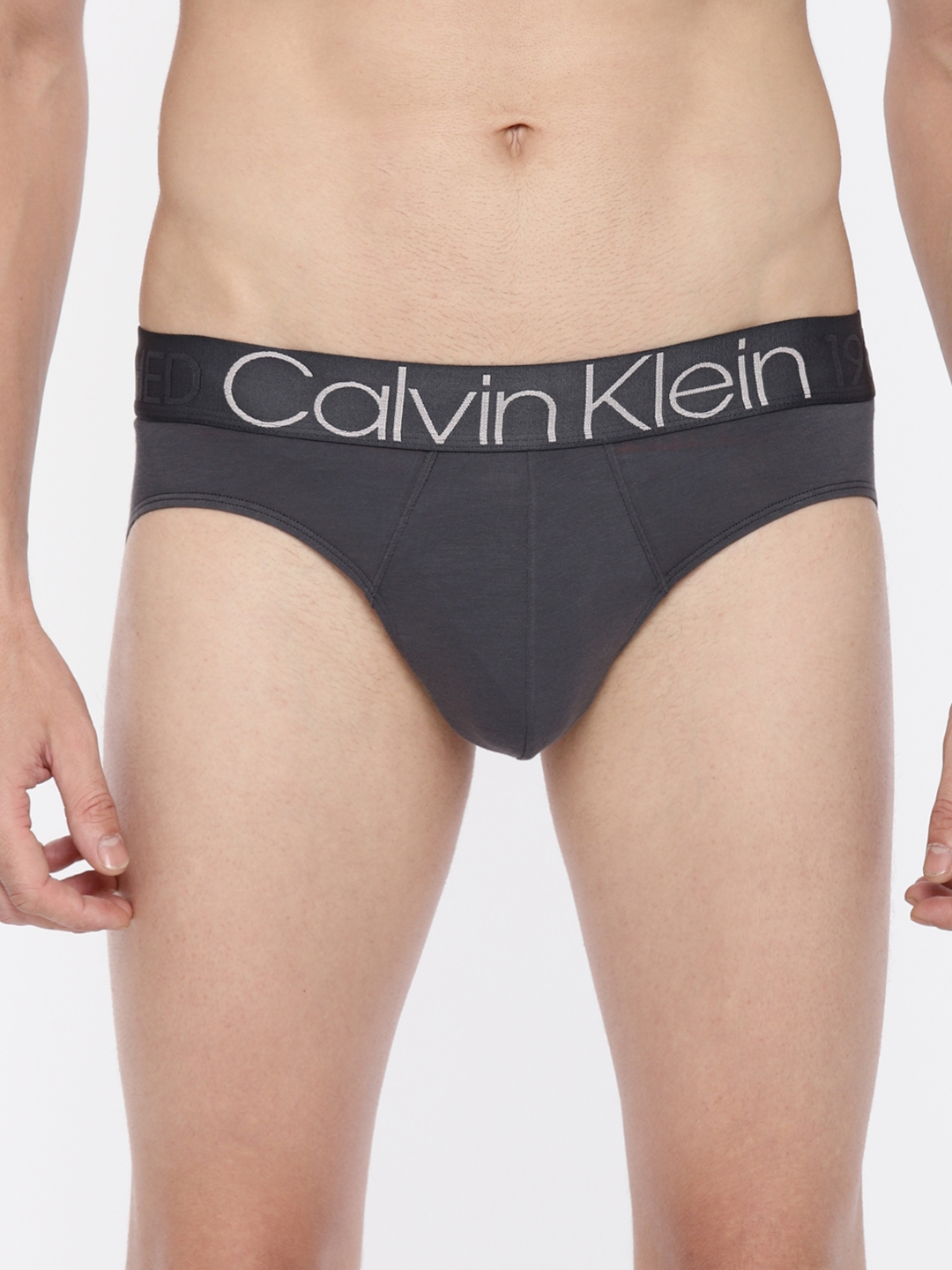 Buy CALVIN KLEIN Grey Mens Solid Briefs