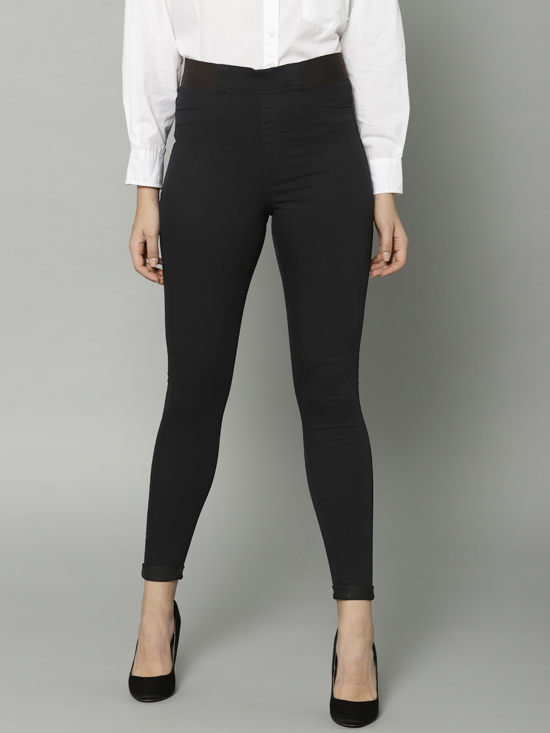 Buy Marks & Spencer Women Black Solid Super Skinny Fit Jeggings ...