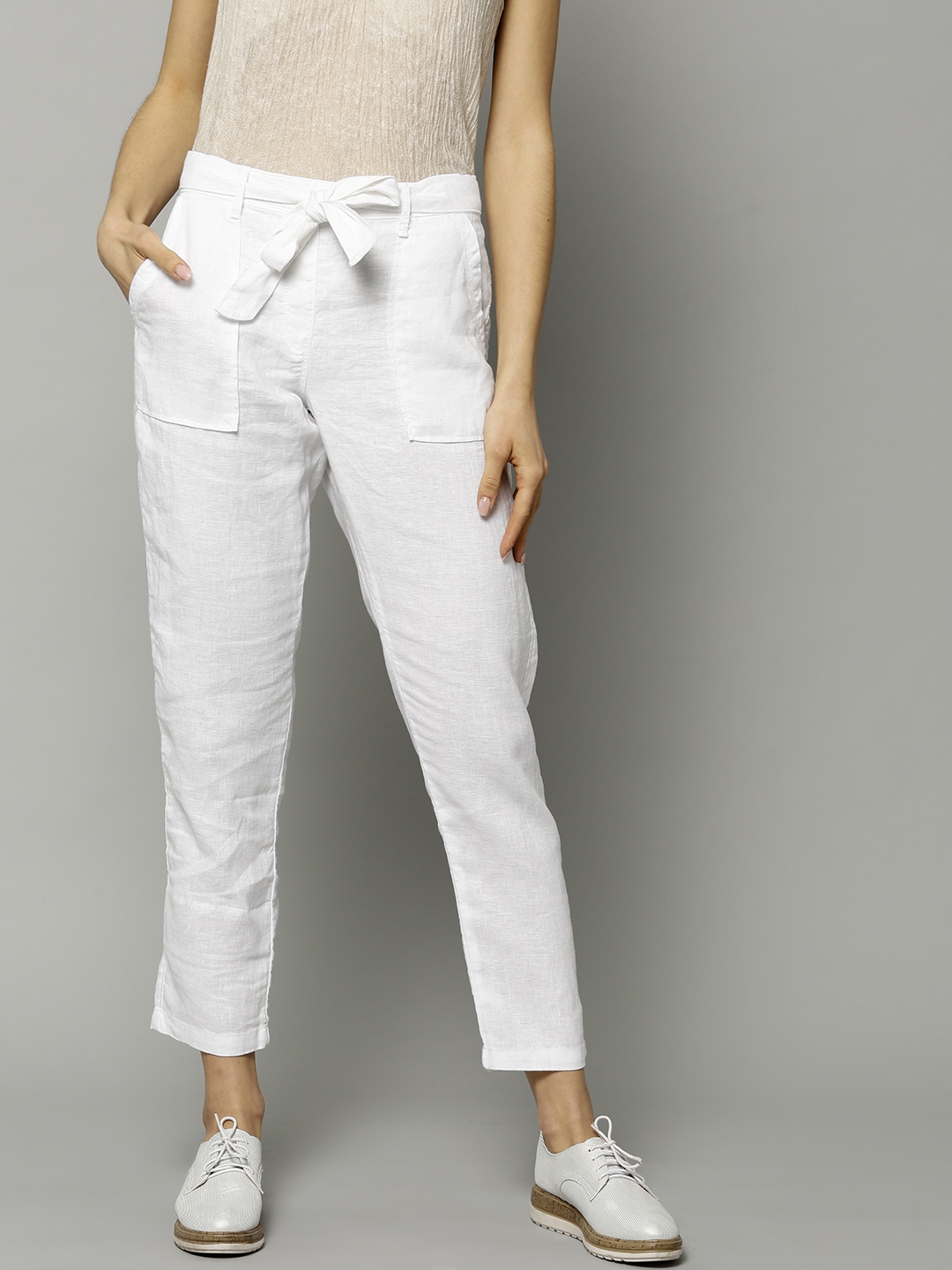 Womens Slim Fit Peg Trousers  Buy Cream Color Trouser  Radhella