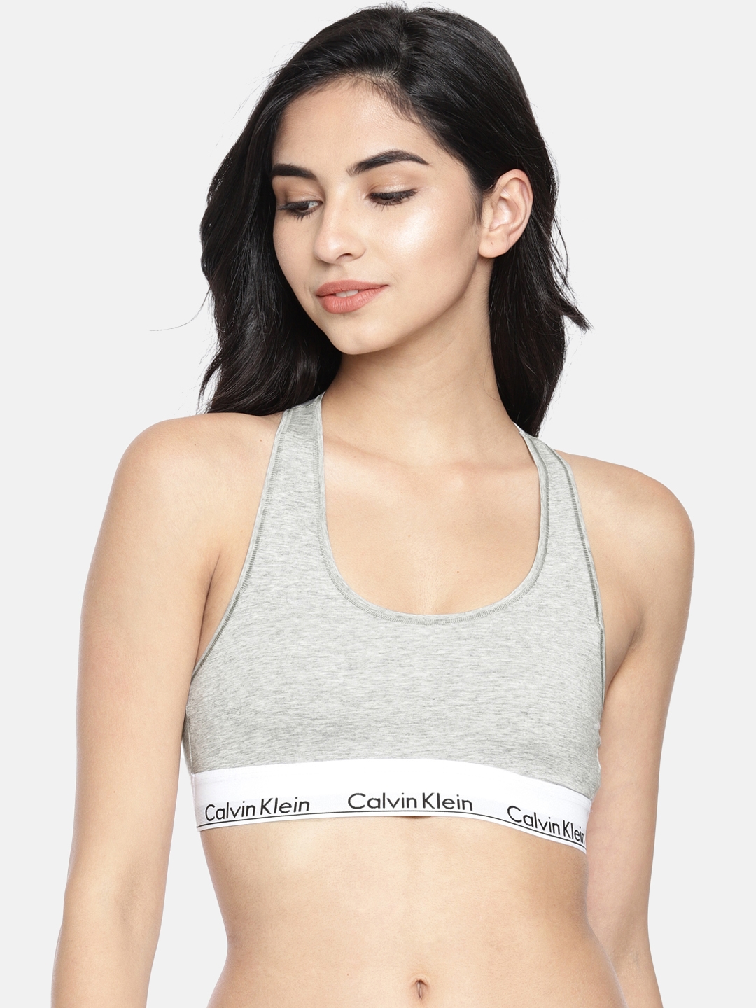 Buy Calvin Klein Underwear Grey Solid Non Wired Lightly Padded Sports Bra -  Bra for Women 8468313 | Myntra