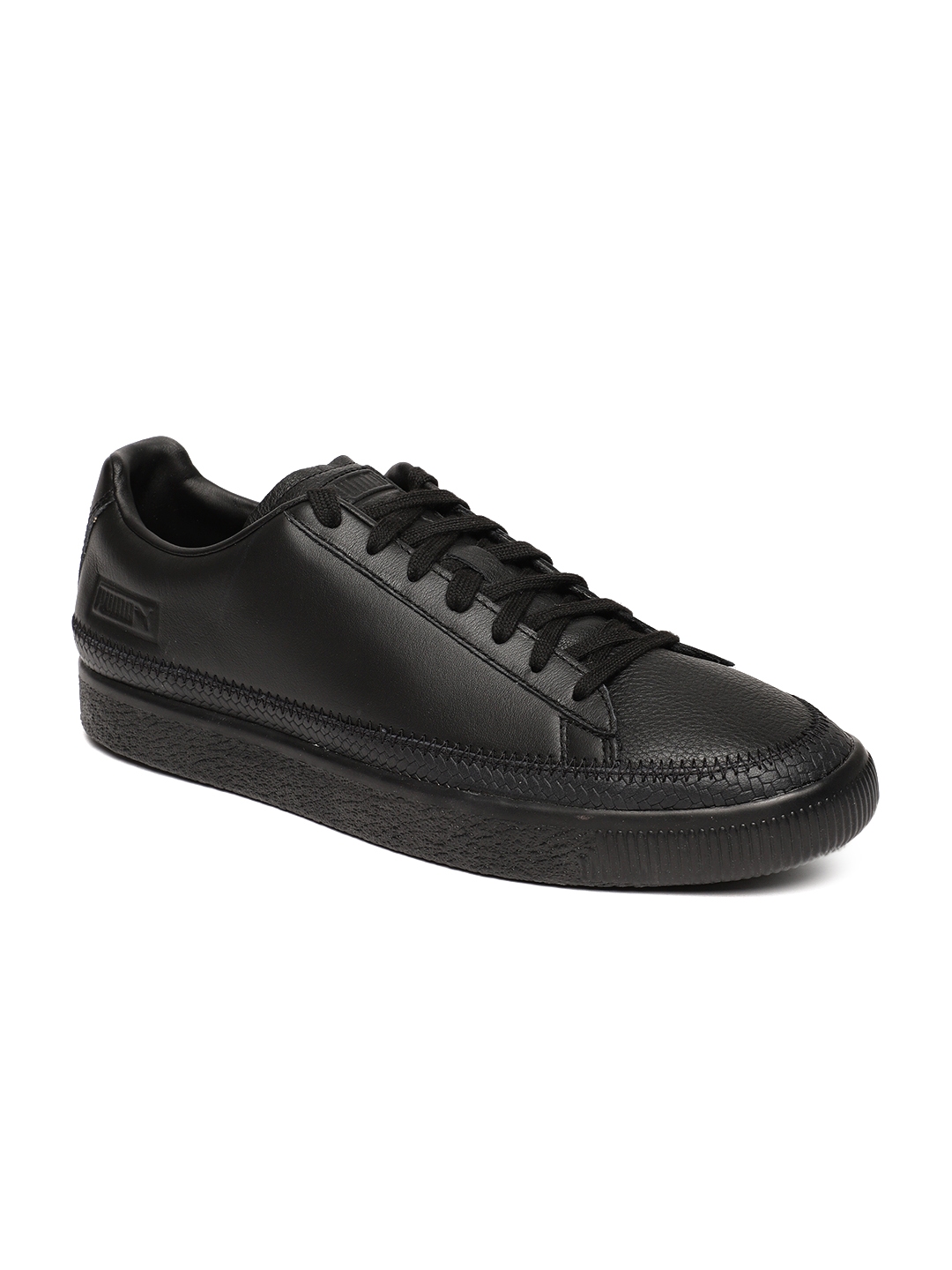 puma leather black shoes