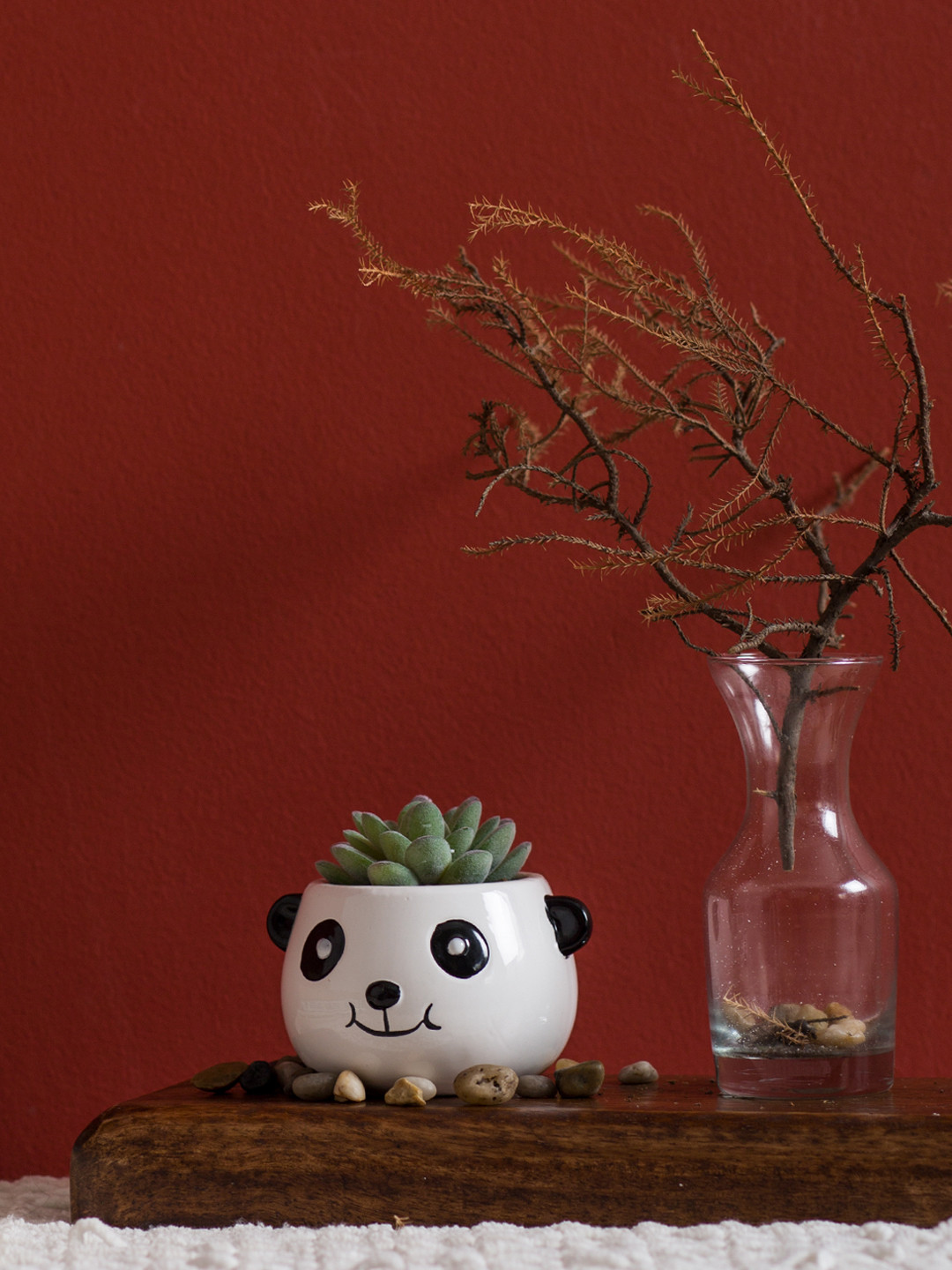 Chumbak White & Green Happy Panda White Planter