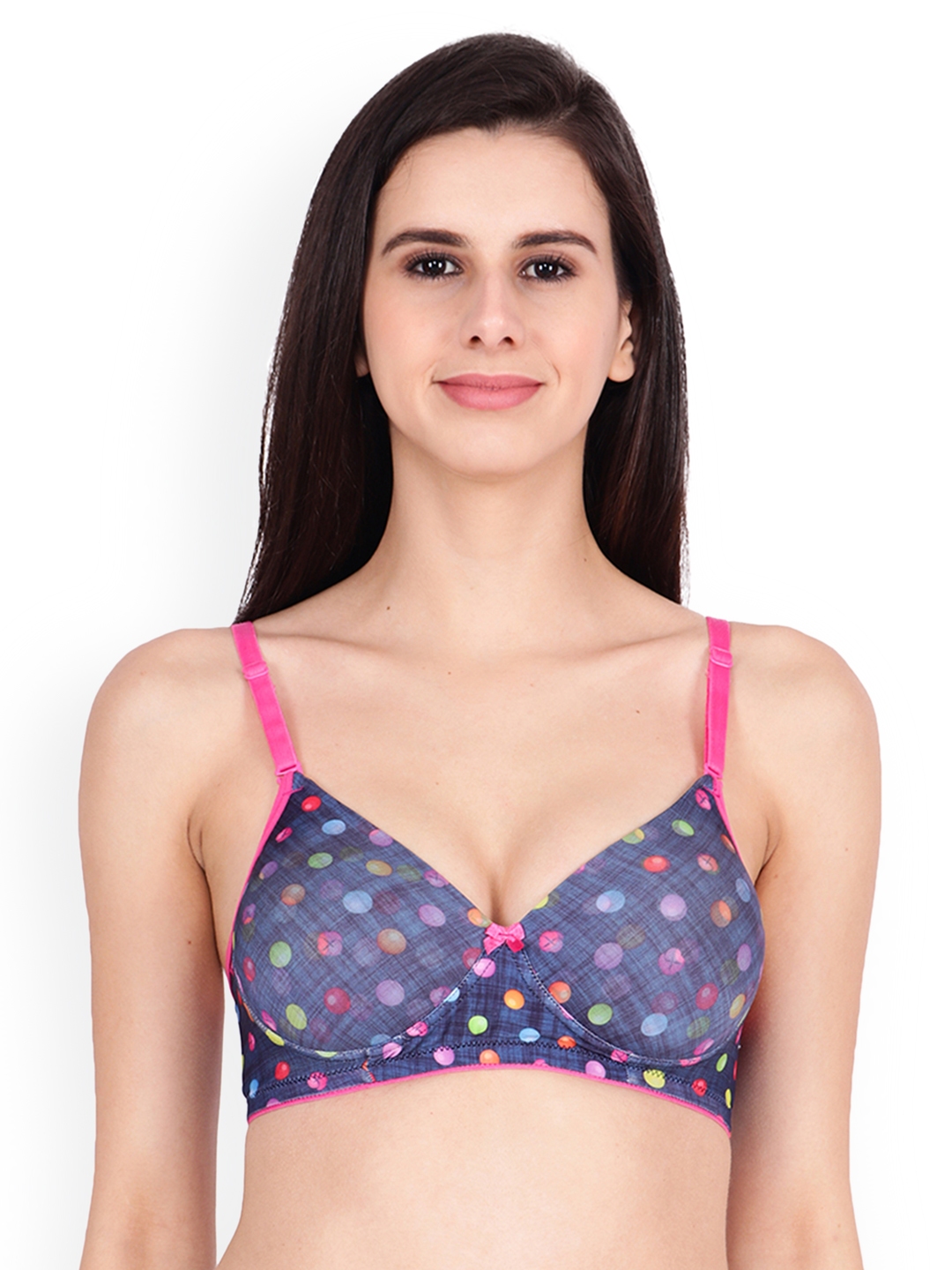 Buy Floret Blue Printed Non Wired Lightly Padded T Shirt Bra T3017A - Bra  for Women 8484101