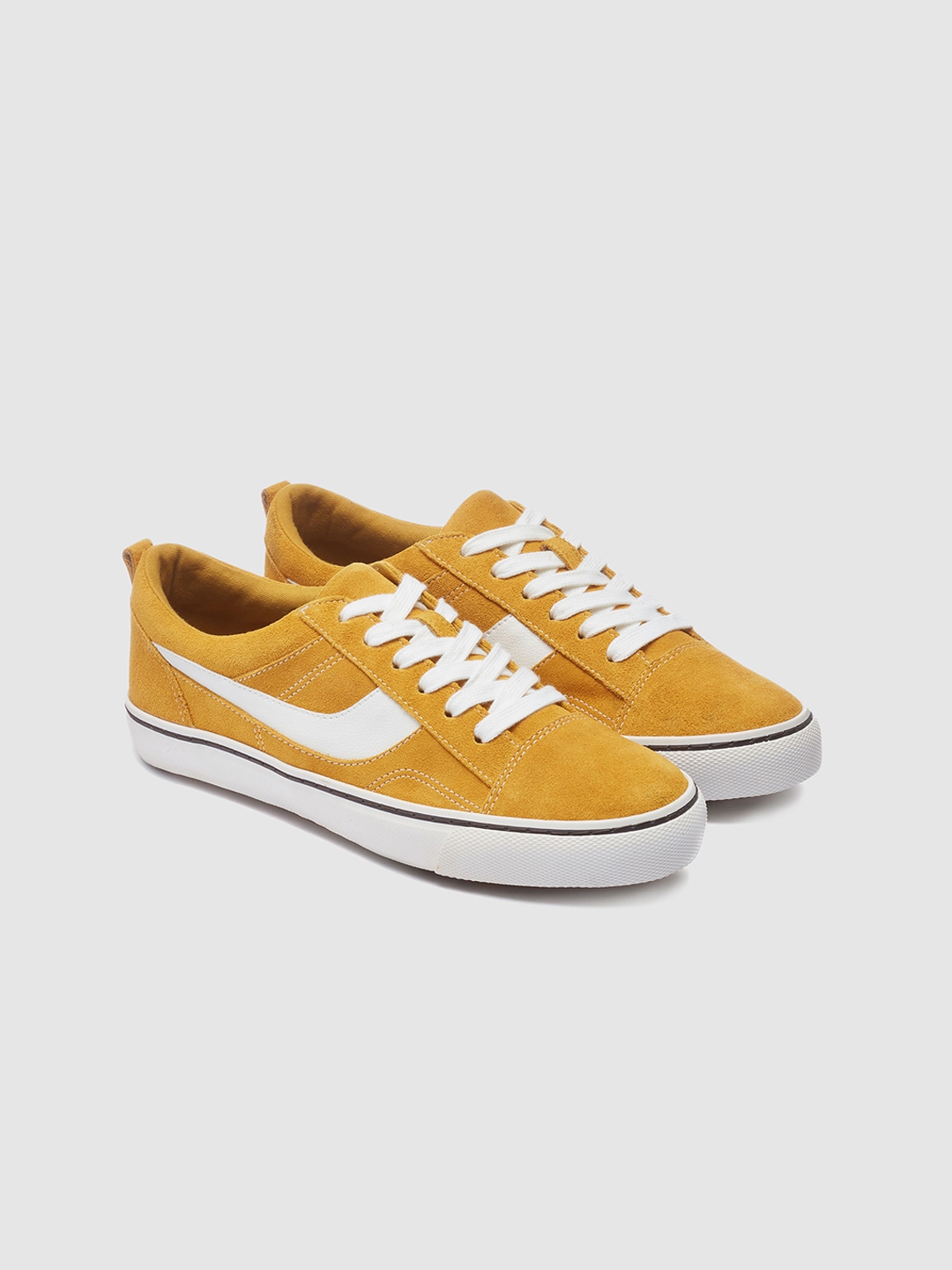Yellow Leather Sneakers - Casual Shoes 