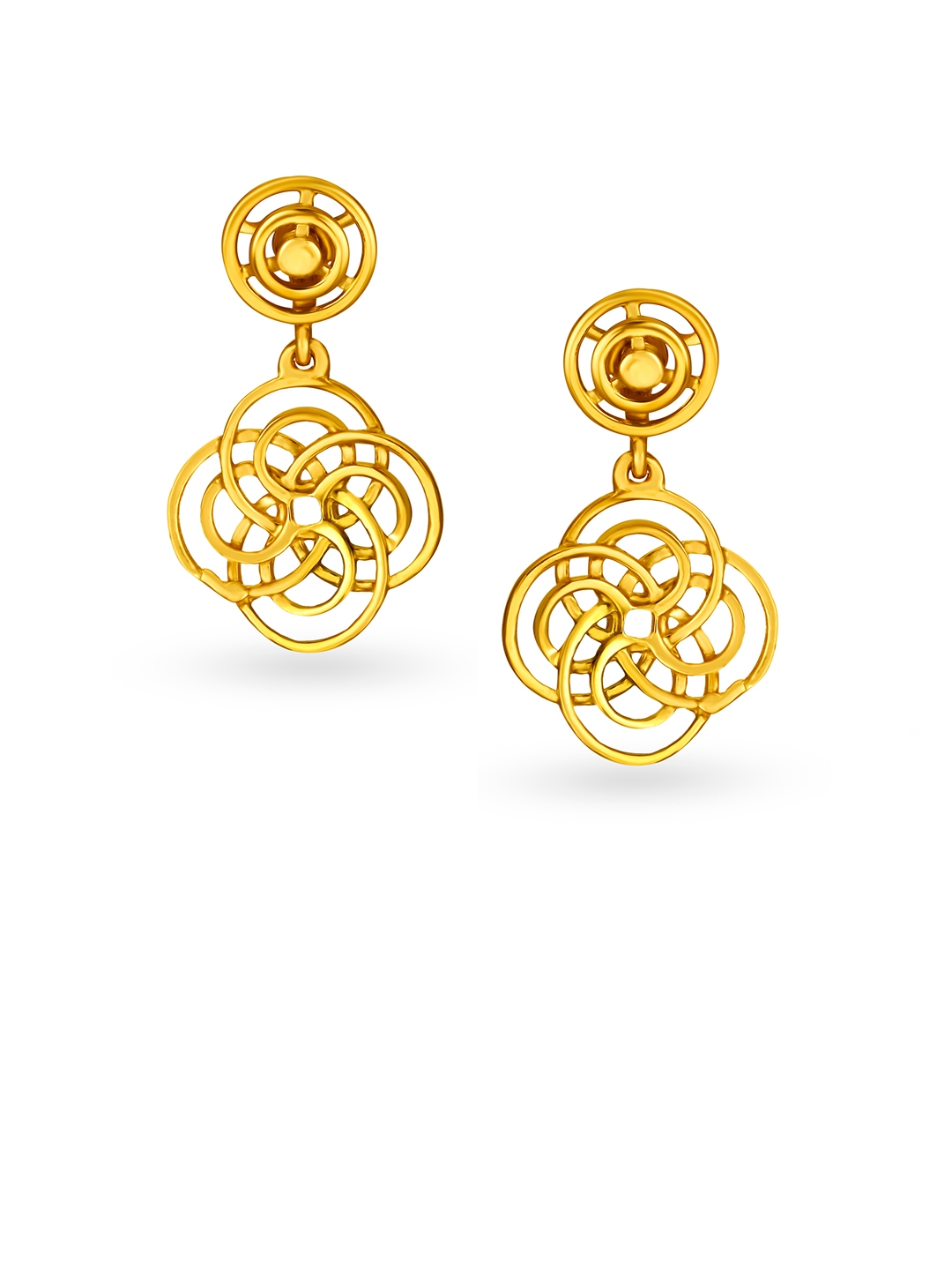 Temple Design Gold Stud Earrings