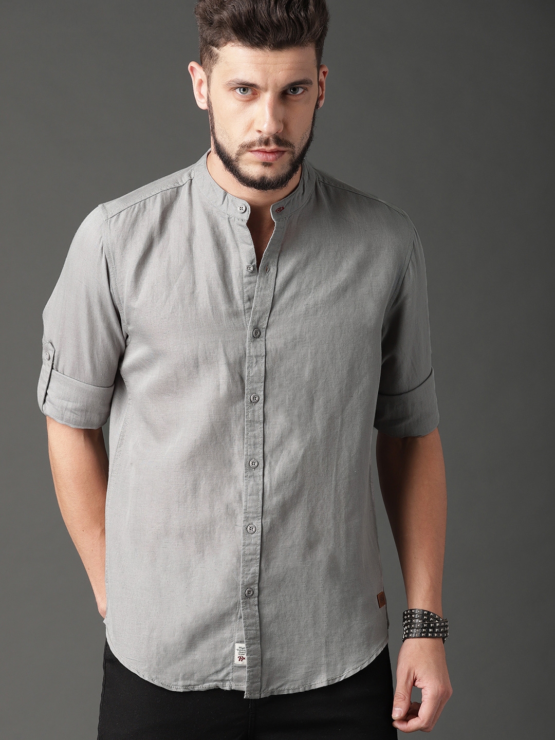 Roadster Men Grey Solid Casual Shirt