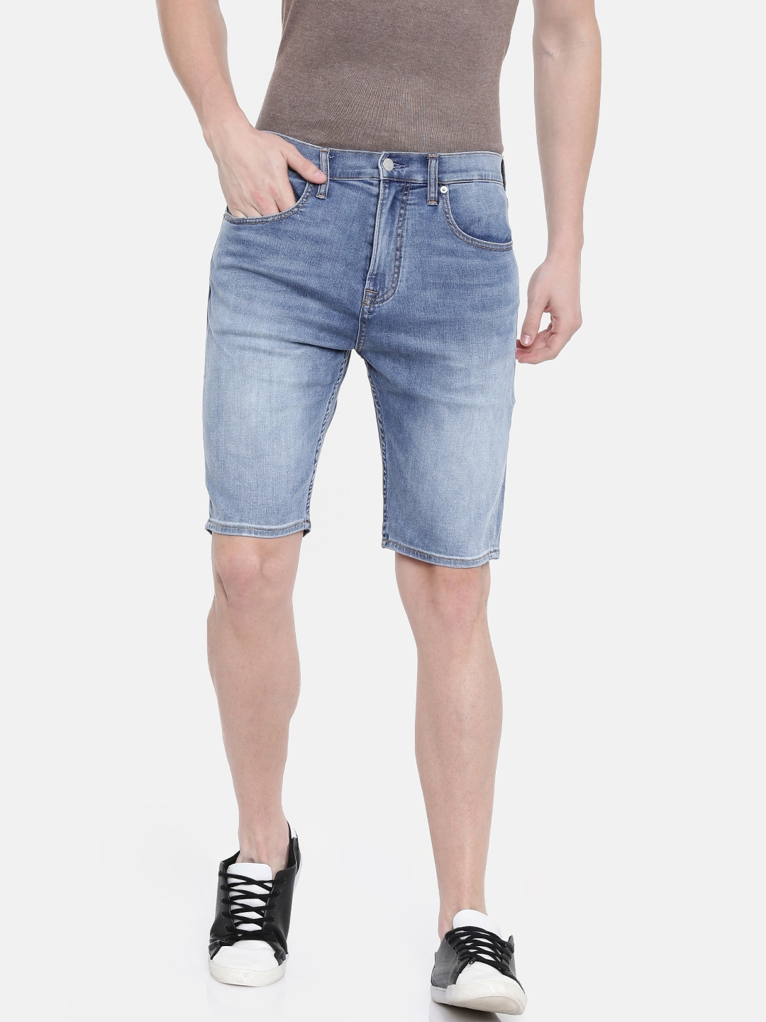 Buy Calvin Klein Jeans Men Blue Washed Regular Fit Denim Shorts - Shorts  for Men 8516709 | Myntra