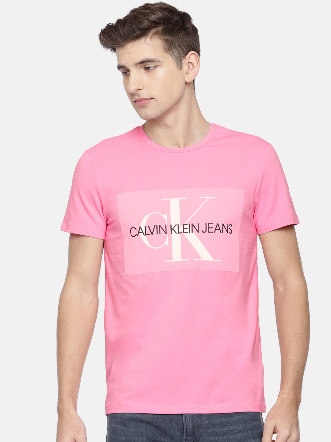 Anzai ulv kampagne Buy Calvin Klein Jeans Men Pink Printed Round Neck T Shirt - Tshirts for Men  8516765 | Myntra