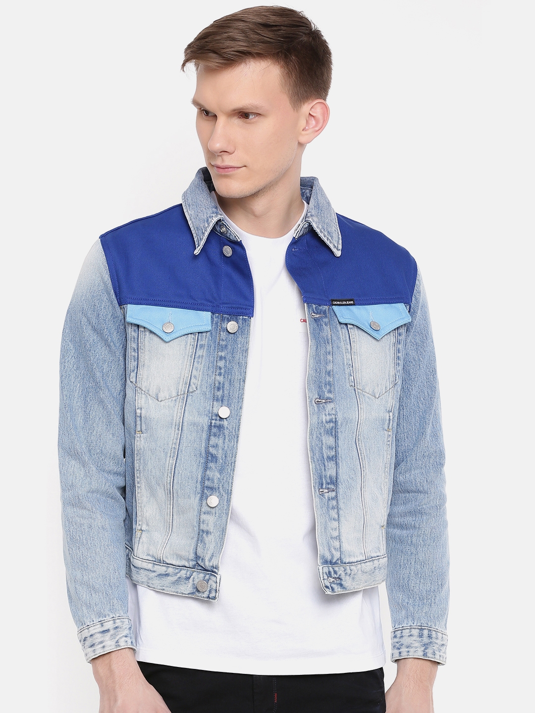 Buy Calvin Klein Jeans Mens Graphic Truceker Denim Jacket Blue L at  Amazonin