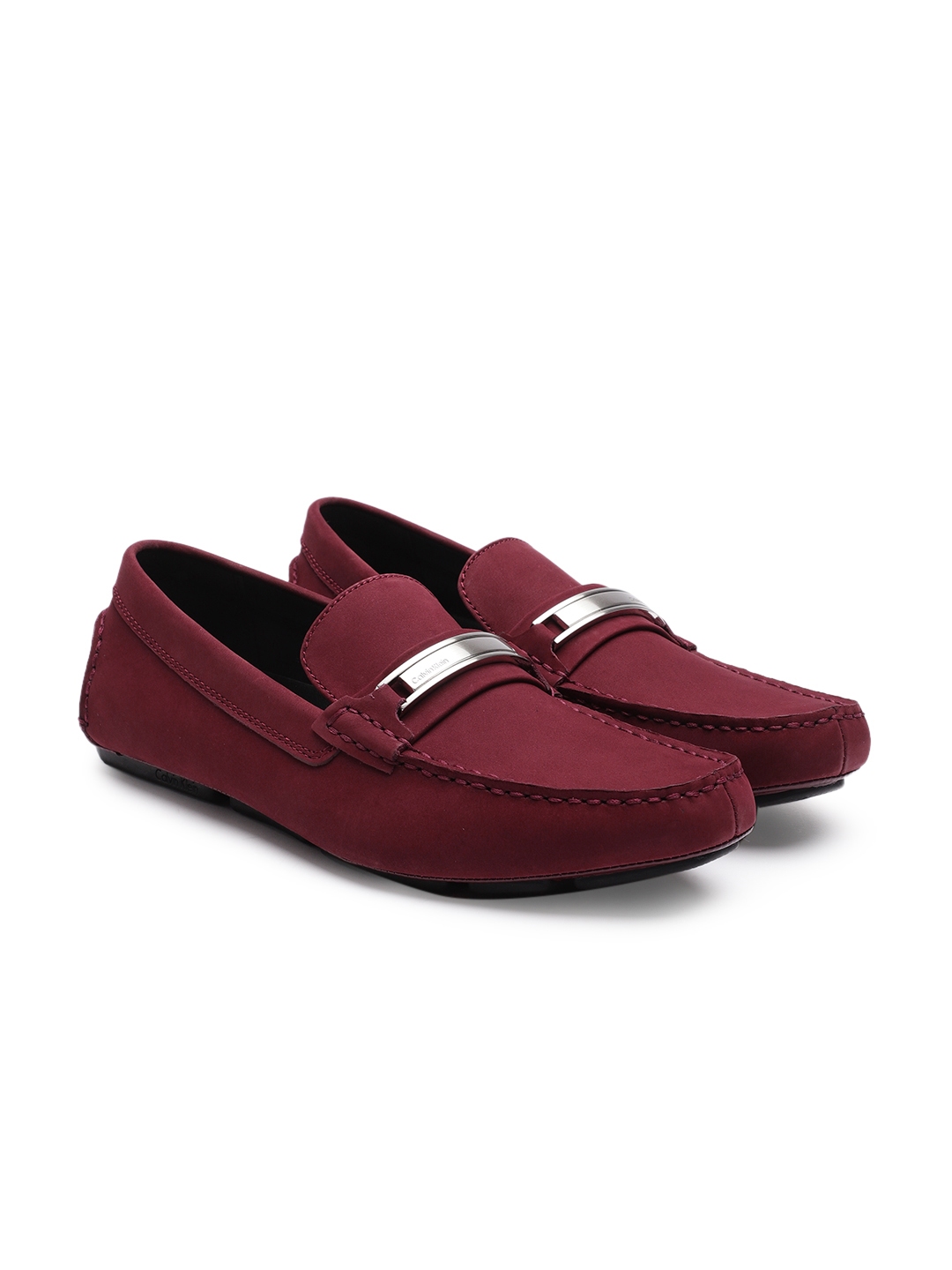 red calvin klein loafers